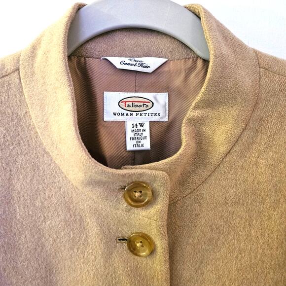 Talbots Camel Hair Mandarin Collar Blazer Sz 14W Old Money Heritage Minimalist - Picture 2 of 5